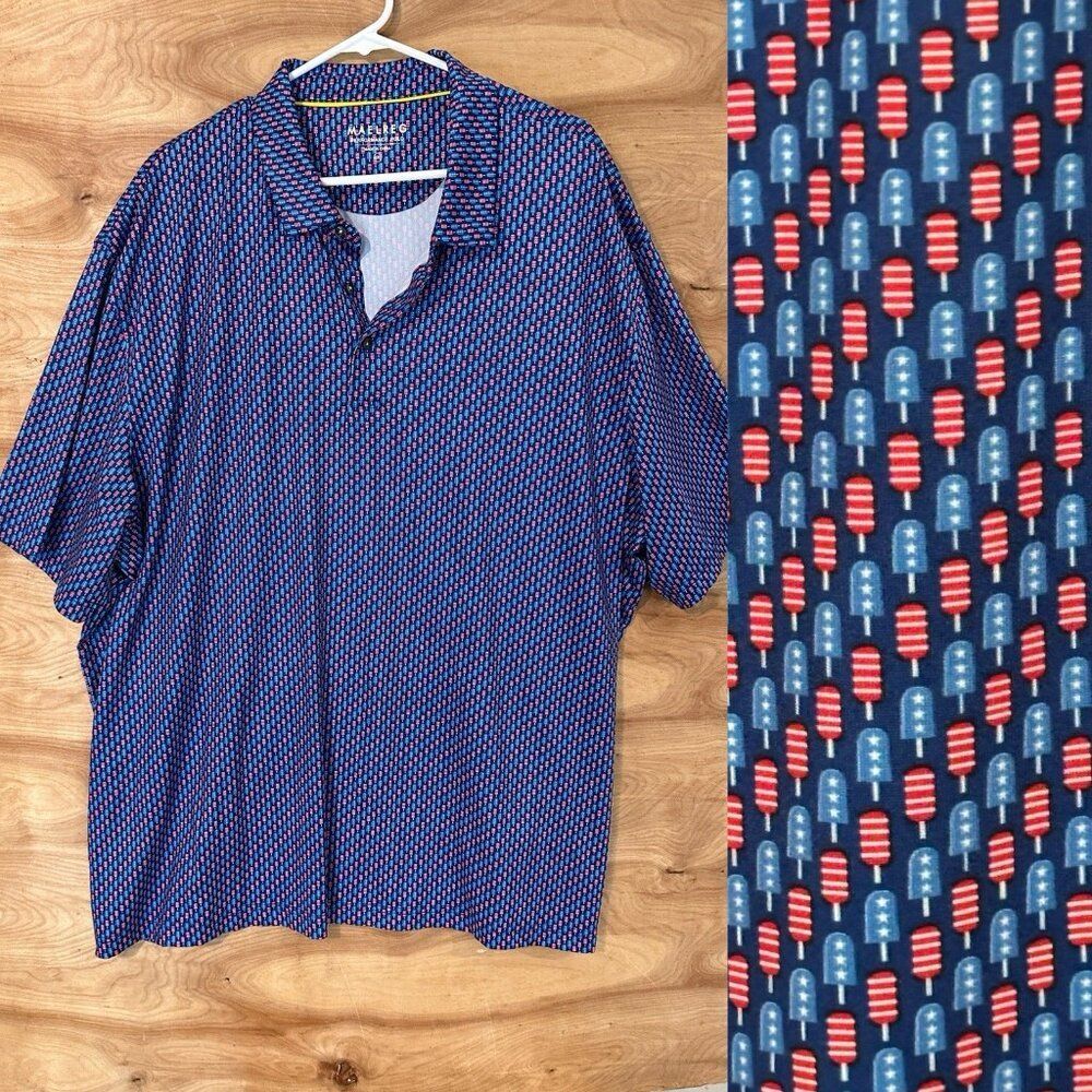Maelreg Golf Performance Polo Shirt Mens 4XL Patriotic Ice Cream
